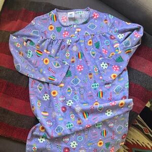 Lands' End Purple Nightgown with Festive Patterns